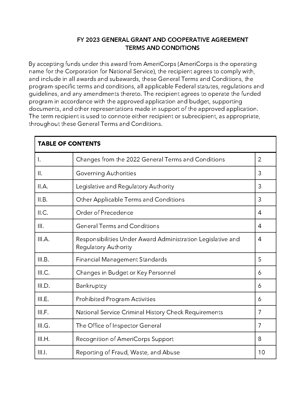 agreement to terms and conditions of change